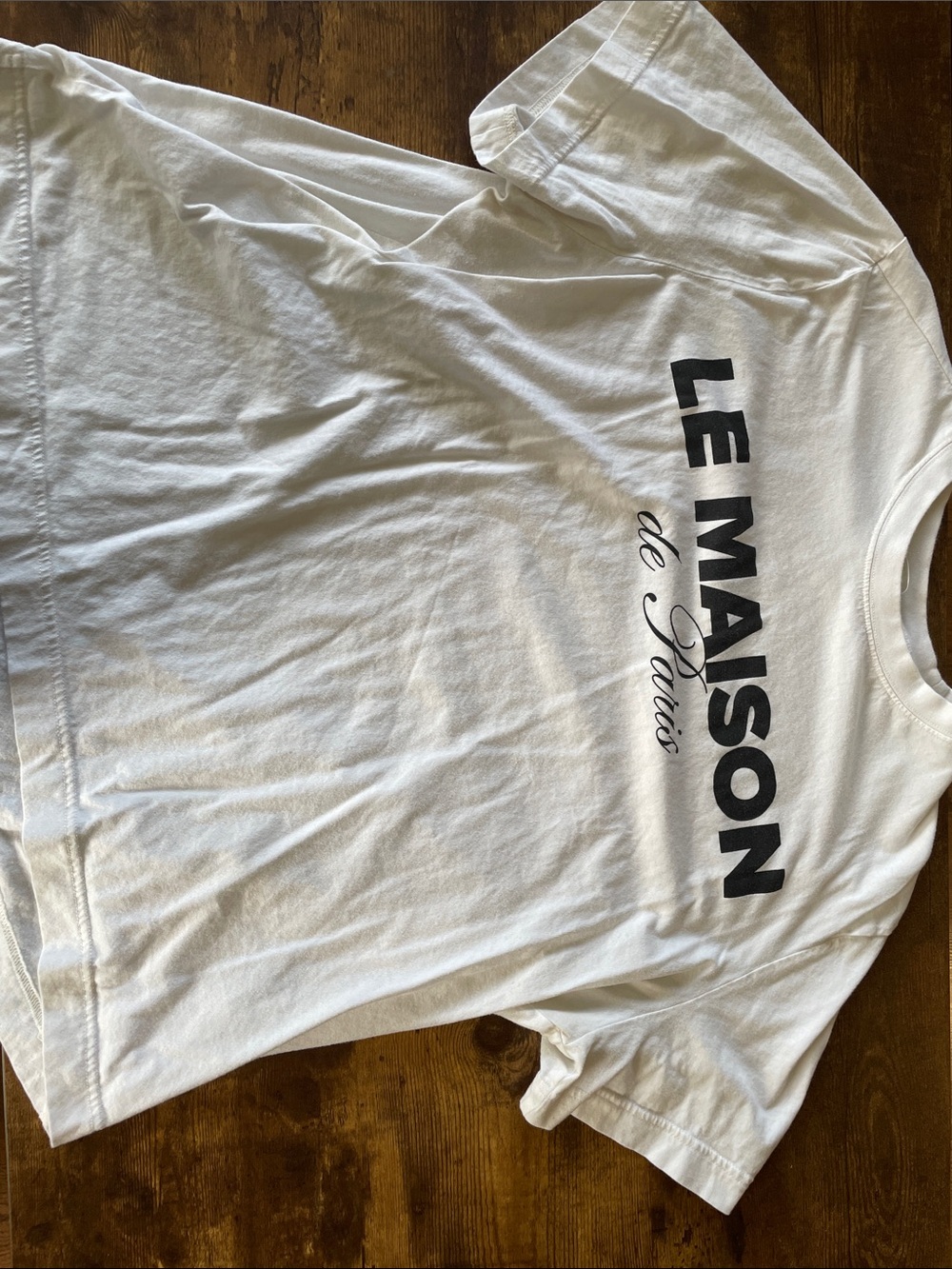 H&M White Short-Sleeve Tee with Black 'LE MAISON' Print